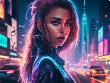AI generated techno girl.