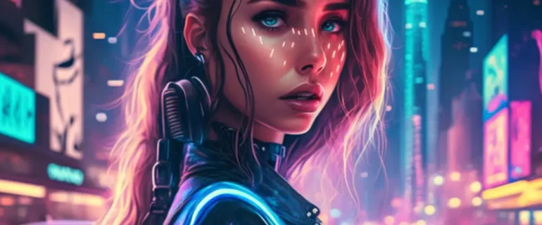 AI generated techno girl.